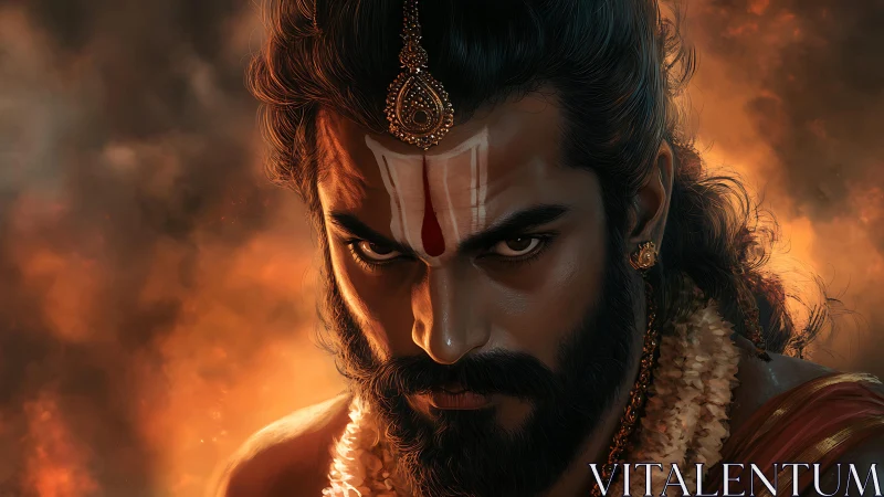 Intense warrior portrait rendered in cinematic digital painting