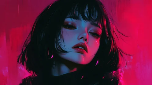 Chromatic portrait under neon magenta and cyan rim lighting.