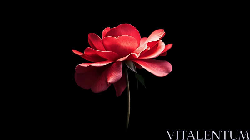 Red Rose Against Black Background.