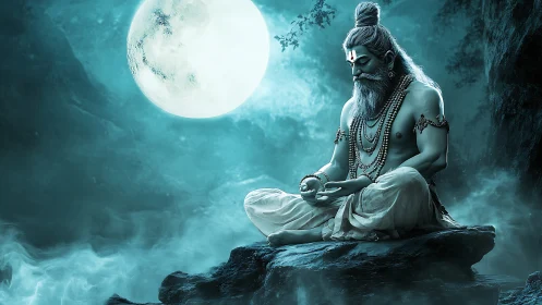 Moonlit sage folds oceans of thought into silent breath