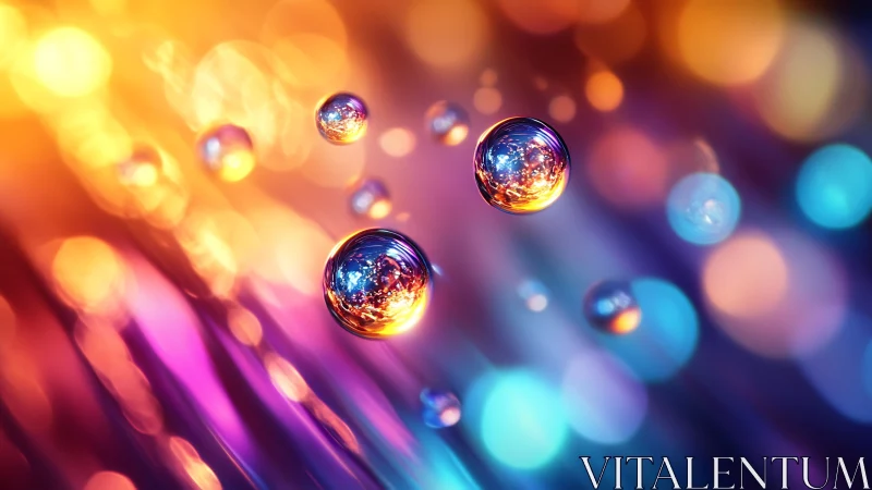 Glowing bubbles drift gently across a dreamy neon sky