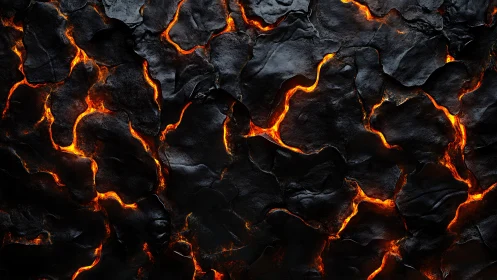 Molten Earth Fractures: Fiery Magma Veins Through Obsidian Crust