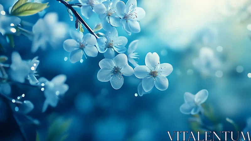 Delicate White Cherry Blossoms with Cinematic Bokeh Depth