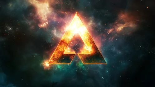 Radiant cosmic triangle glows warmly in a swirling galaxy