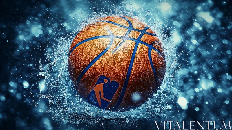 High-impact photorealistic basketball splash composition.