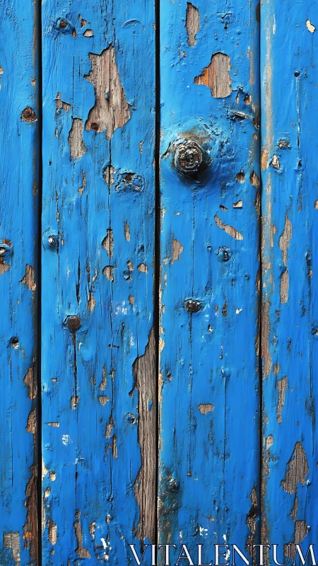 Weathered blue wooden boards with peeling rustic paint