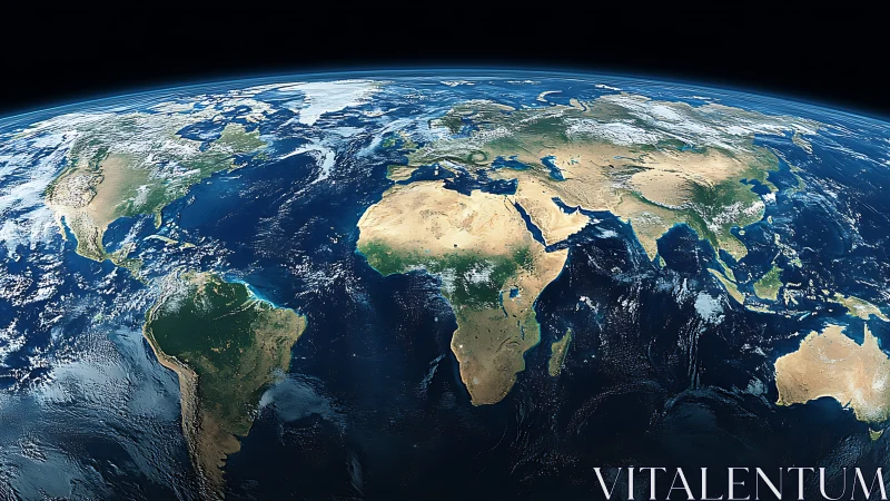 Curved satellite view of Earth mapping continents in crisp detail