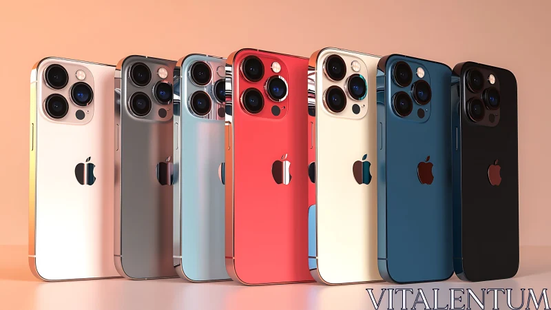 Seven iPhone 13 Pro Models Display Advanced Camera Systems in Gradient Studio Setting
