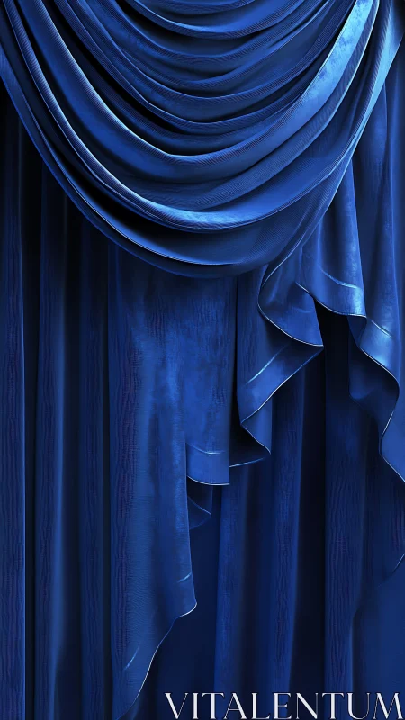 Midnight velvet drapery cascading in theatrical blue hush.