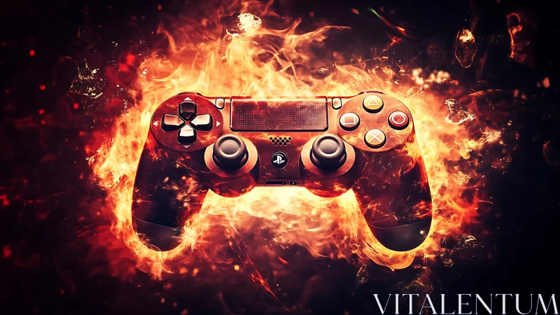 Inferno Controller: PlayStation Gamepad Engulfed in Flames.
