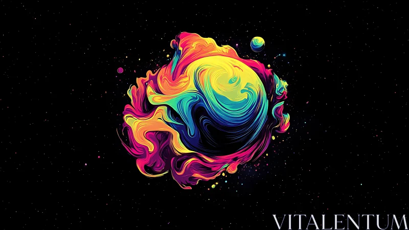 Liquid nebula twirls through cosmic ink like radiant paint