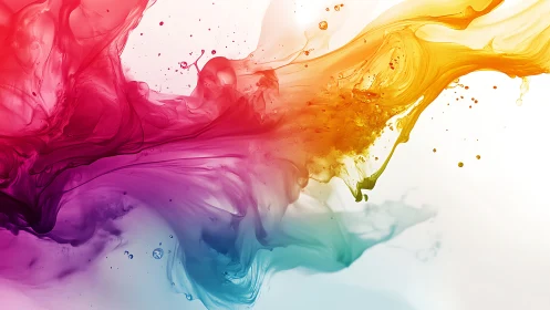 Chromatic liquid plumes merge in dynamic abstract gradient.