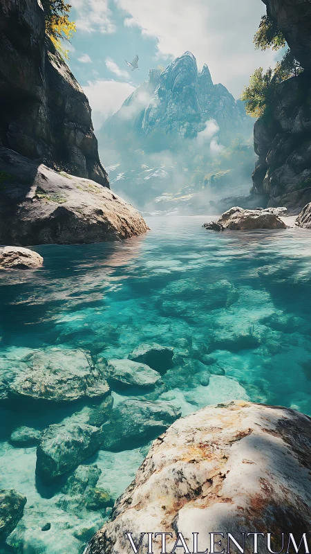 Alpine Gorge with Turquoise River Valley.