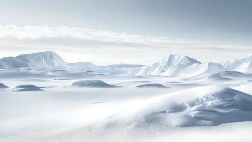 Whispering snow dunes under distant crystal peaks. Period.