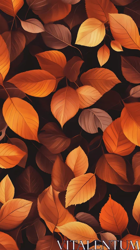 Glowing autumn foliage pattern on deep charcoal ground.