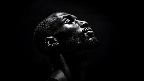 Silhouetted jawline catching star-like light in quiet defiance.