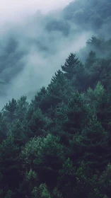 Misty Evergreen Forest Landscape