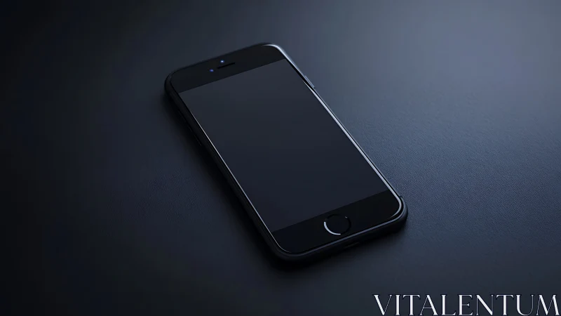 Black Smartphone on Dark Surface Product Shot.