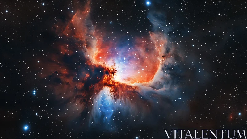 Fiery cosmic nebula blooms with radiant star forming light