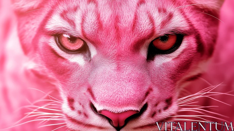 Pink-toned feline portrait with saturated color palette.