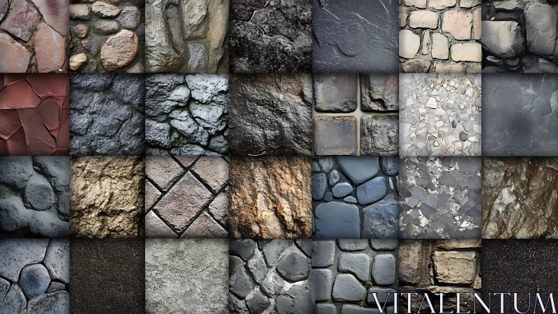 Stone surface grid compiles diverse high-resolution texture variants