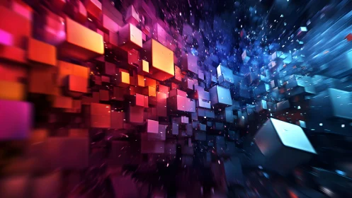 Dynamic 3D Cubes in Vivid Abstract Sci-Fi Digital Art Style.