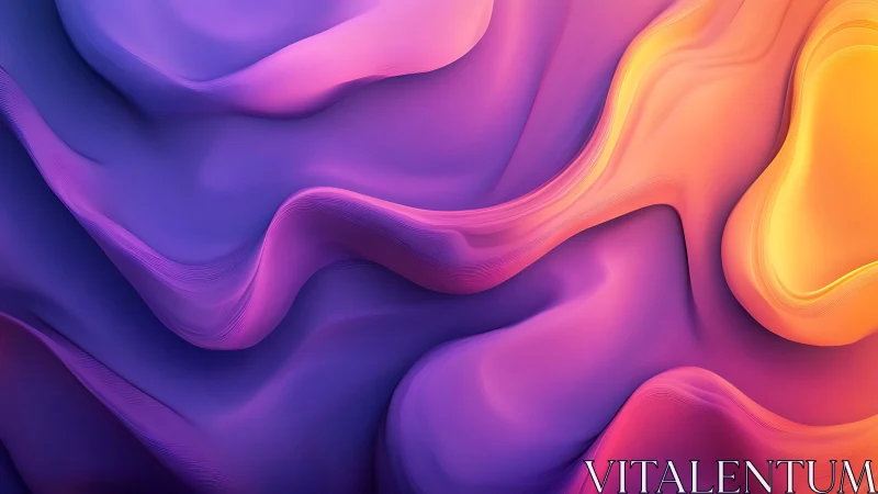 Neon gradient waves flow across smooth abstract landscape