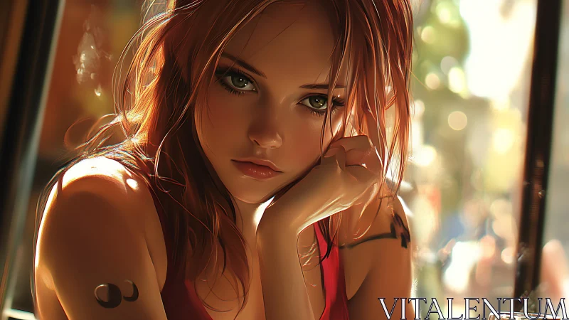 Sunlit daydreams with a thoughtful girl in a quiet caf&eacute;.