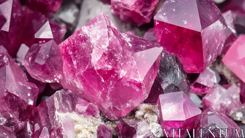 Vivid magenta crystal cluster with sharp faceted forms.