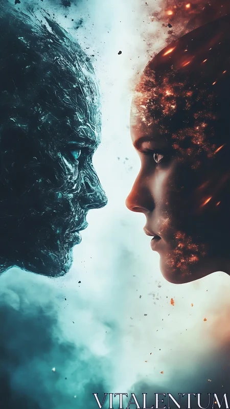 Frozen titan meets emberborn muse in a cosmic standoff.