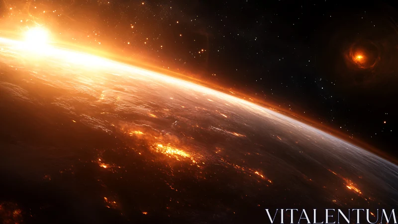 Solar flare horizon bathes volcanic exoplanet in radiant plasma