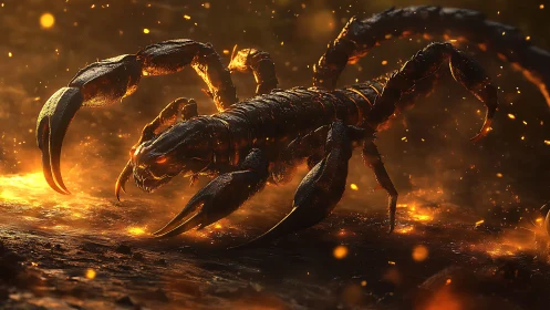 Digital render depicts armored scorpion over molten ground
