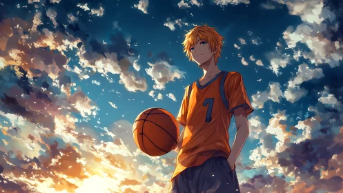 Sunset-lit dreamer spins a quiet promise with his basketball