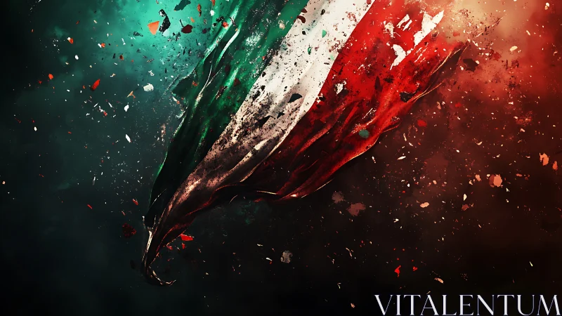 Tricolor flag rendered as flowing fabric in dynamic motion