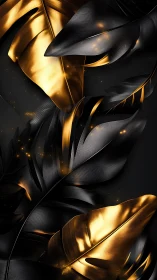 Golden and obsidian leaves glowing in soft evening light.