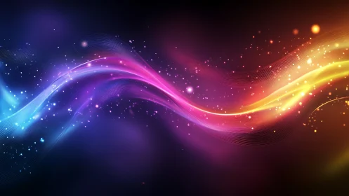 Luminous neon energy waves over deep cosmic gradient night.