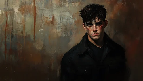 Bruised-eyed drifter against a rust-stained silence.