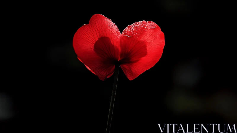 Glowing red poppy blossoms dance against darkness with ethereal light