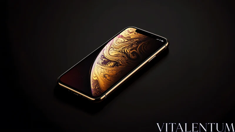 Gold-Trimmed Smartphone Displays Luxury Liquid Metal Wallpaper