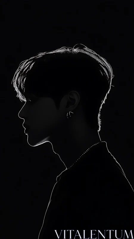 High-contrast male profile silhouette defined by rim lighting