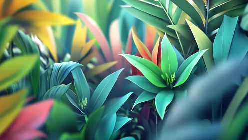 Lush abstract foliage in soft-focus digital greenery.