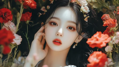 Garden muse pauses time with one luminous, floral gaze