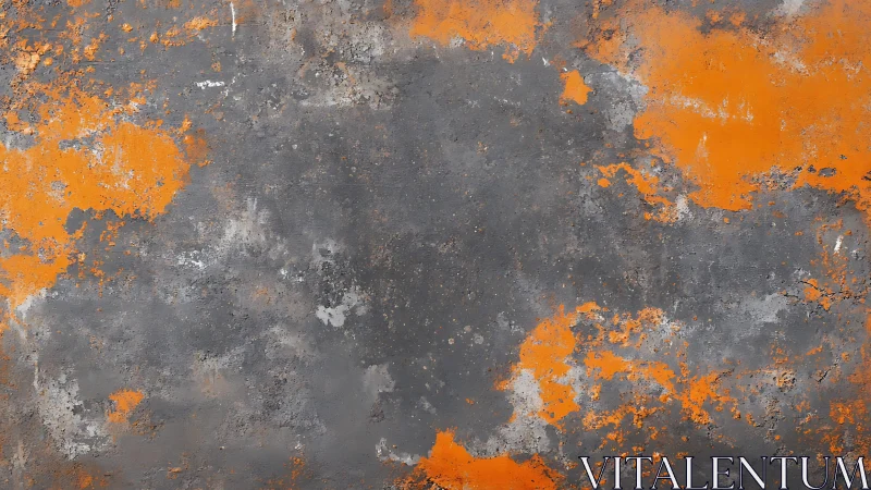 Abstract industrial surface with orange and gray weathered texture.