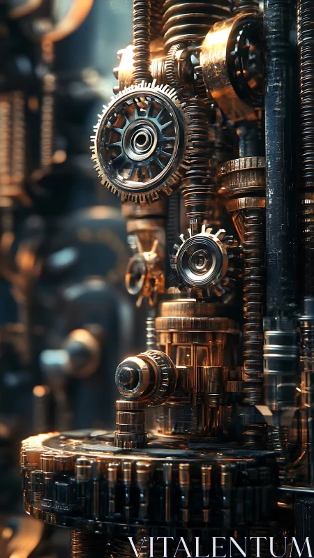 Intricate copper gear assembly with cinematic depth of field.