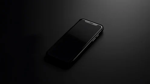 Modern smartphone rendered against dark gradient background surface.