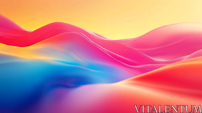Vibrant gradient waves forming abstract color landscape.