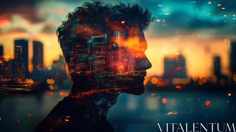 City lights drift through a dreaming silhouette at dusk