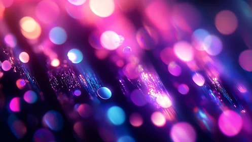 Neon bokeh lights stream through a dreamy cyber glow.