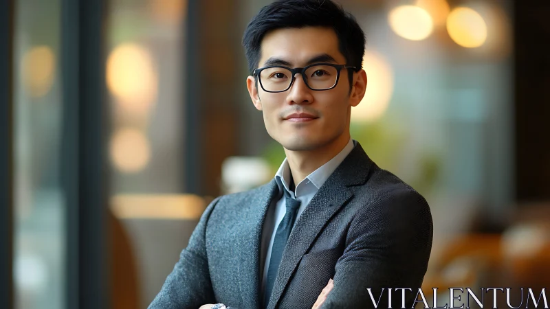 Confident young professional with warm, thoughtful presence.