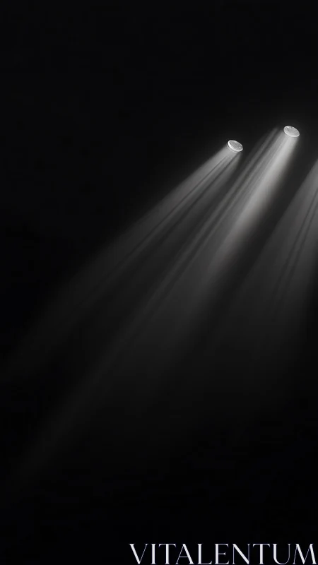 Dual overhead spotlights casting converging beams downward.
